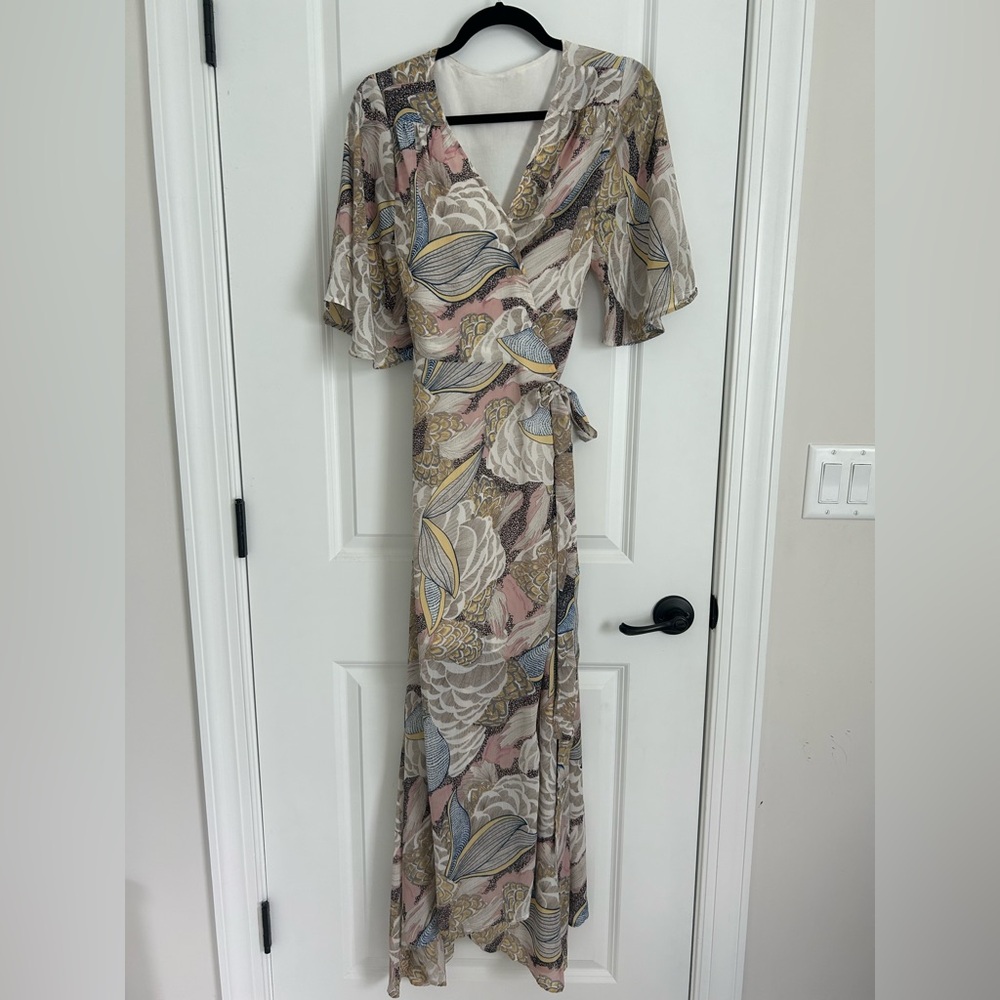 Floral Wrap Dress in Pink and Blue